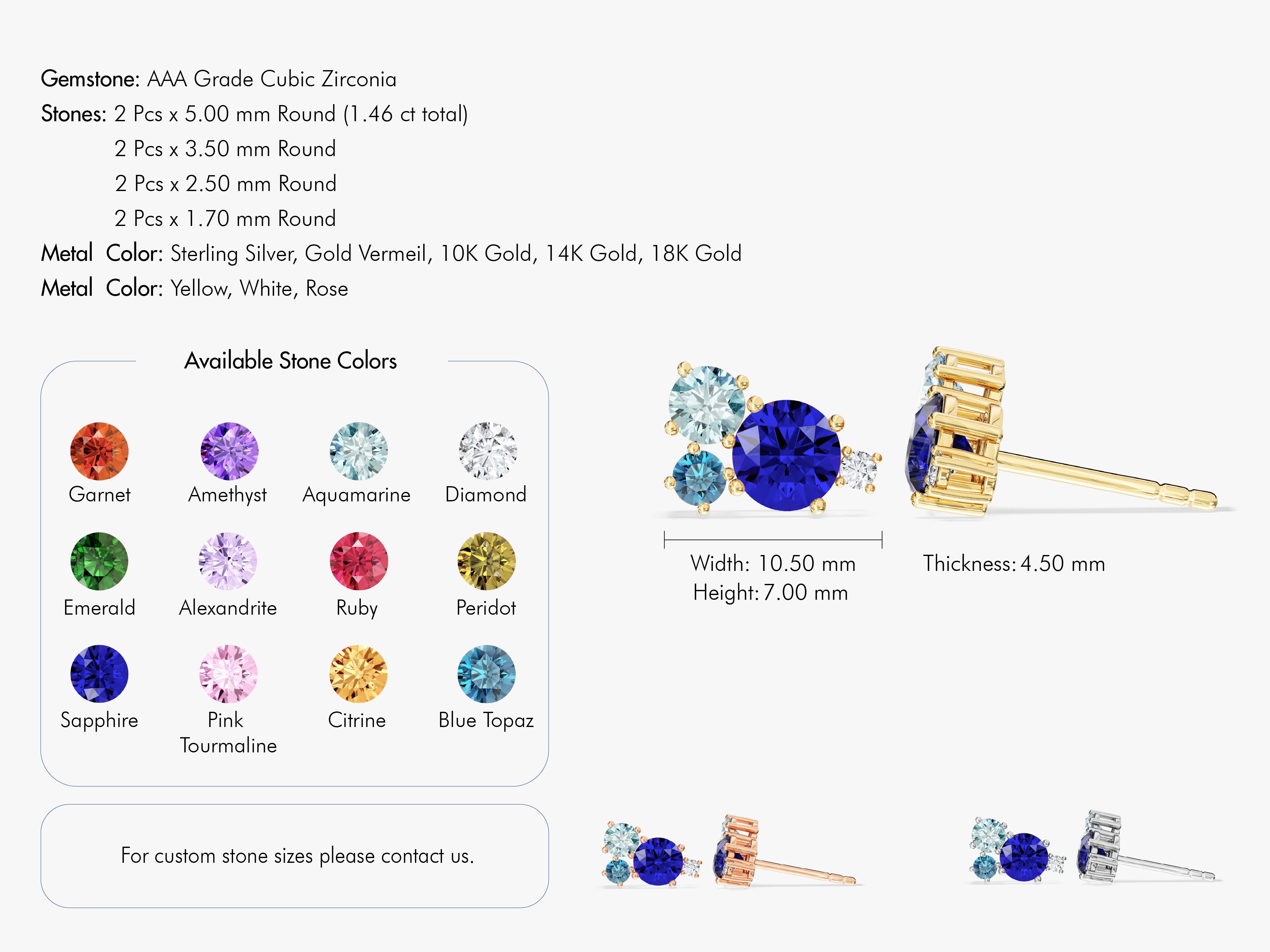 Birthstone Cluster Studs