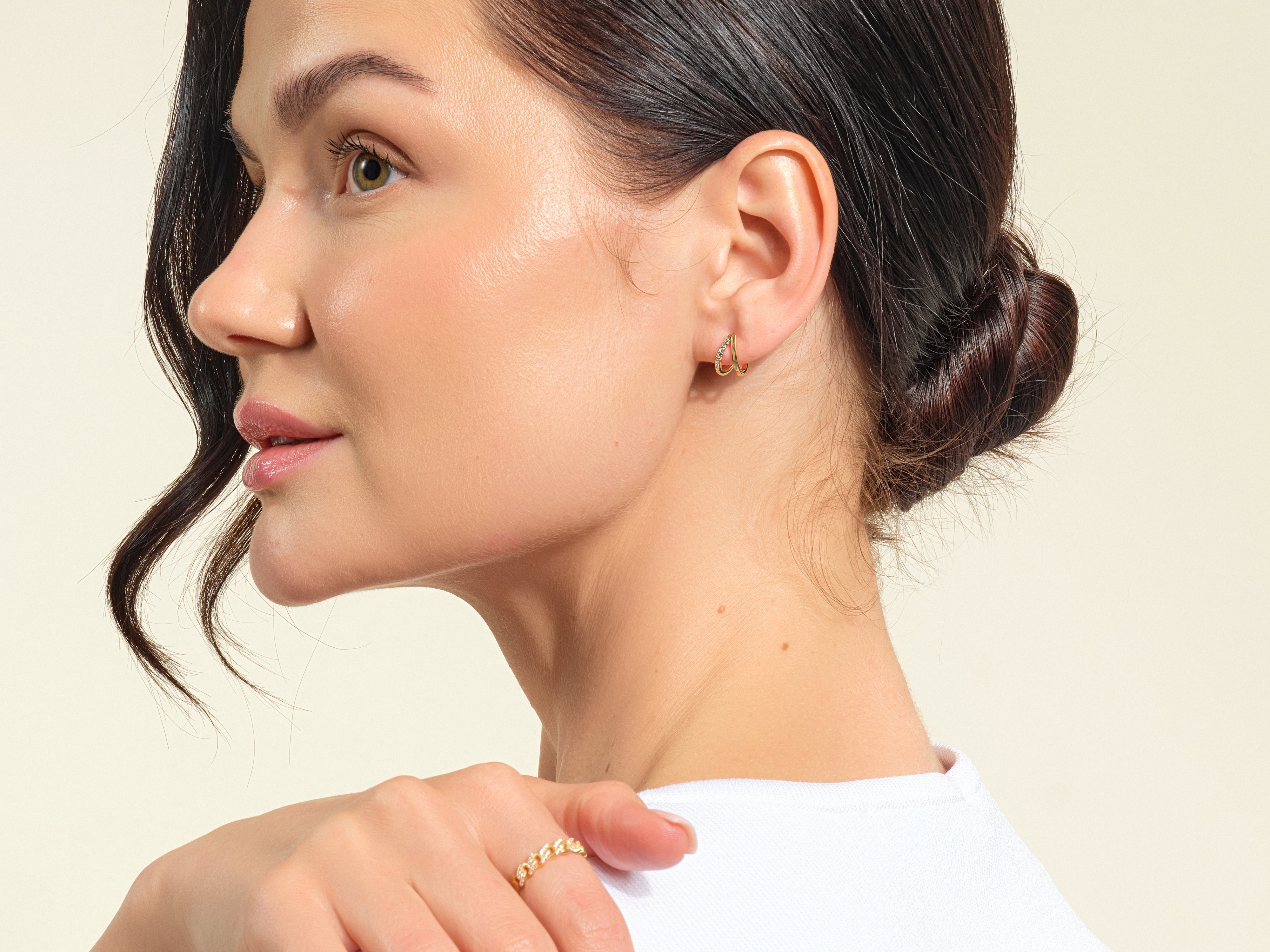 Pave V-Shaped Stud Earrings