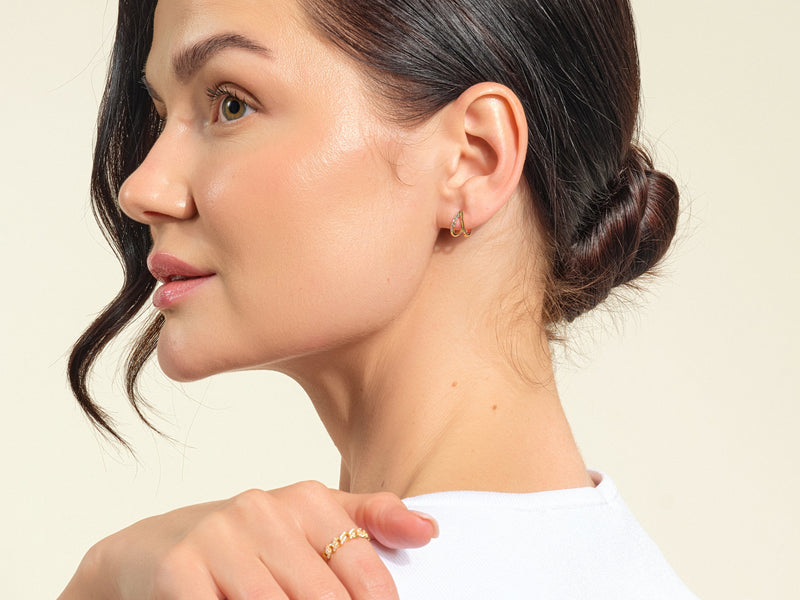 Pave V-Shaped Stud Earrings