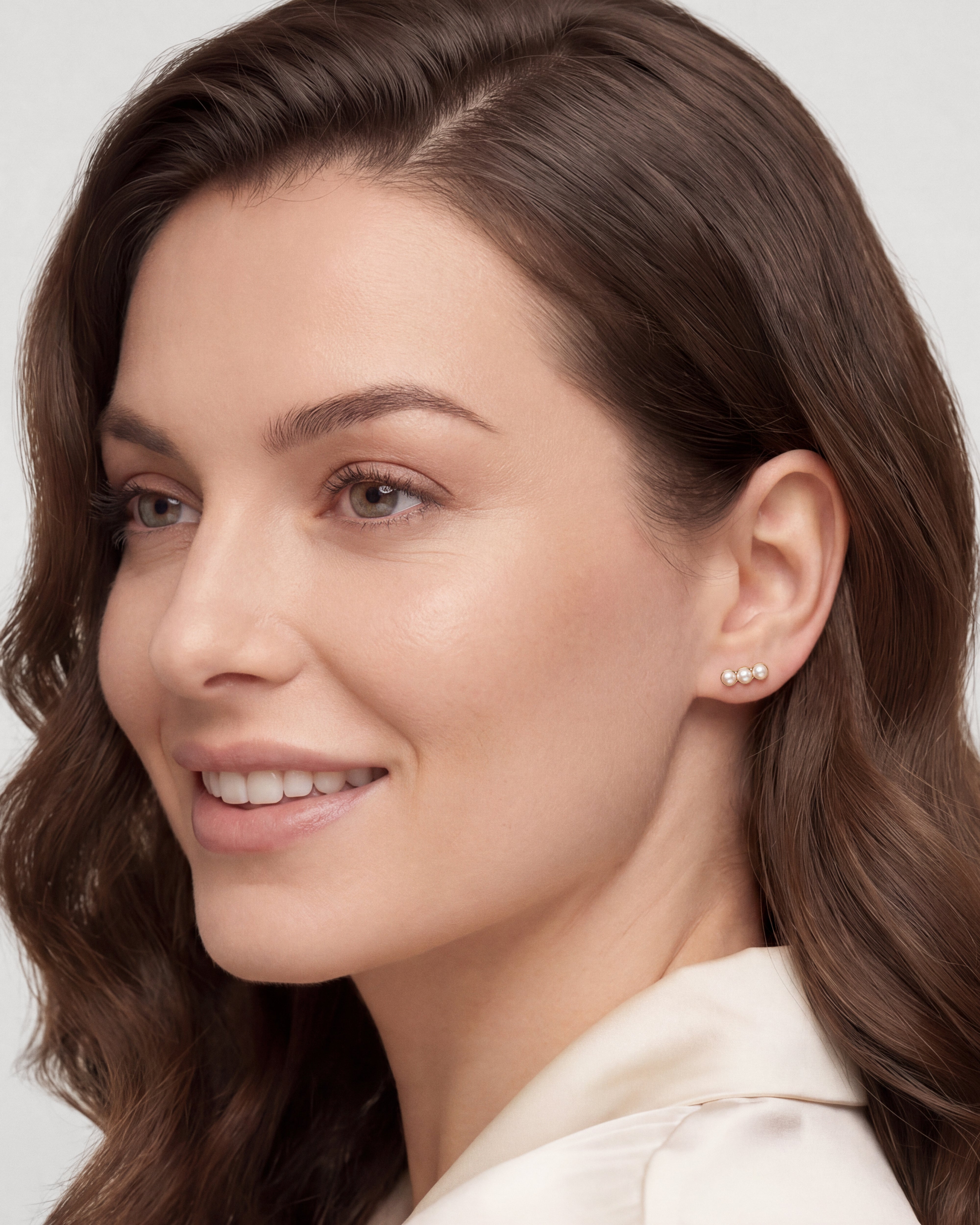 Trio Pearl Stud Earrings