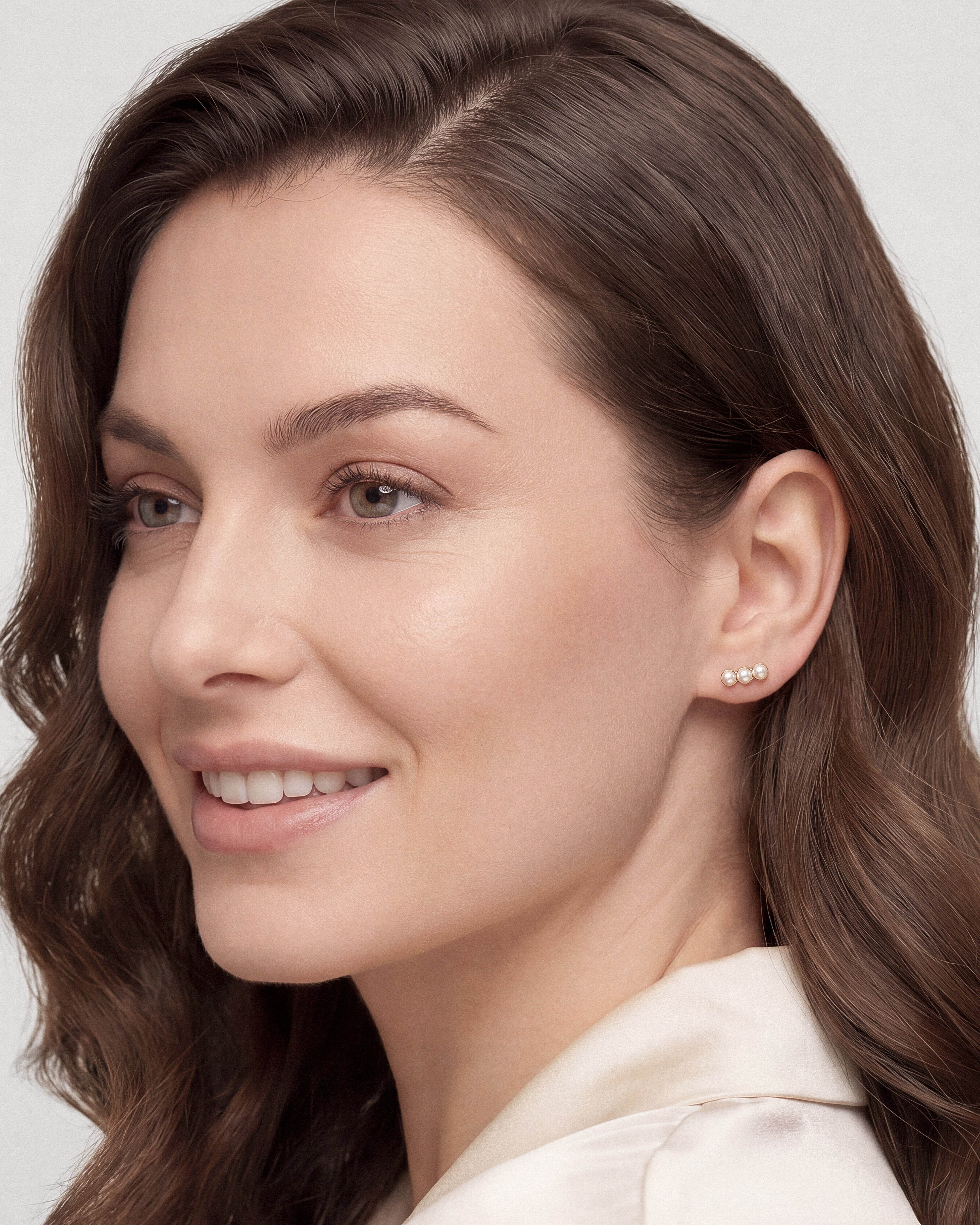 Trio Pearl Stud Earrings