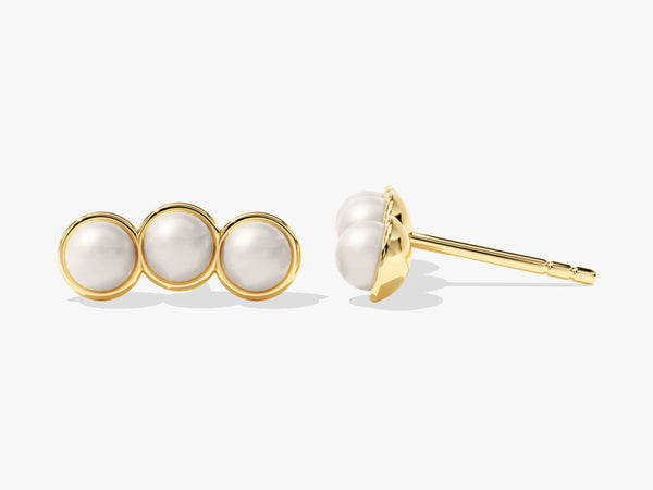 Trio Pearl Stud Earrings