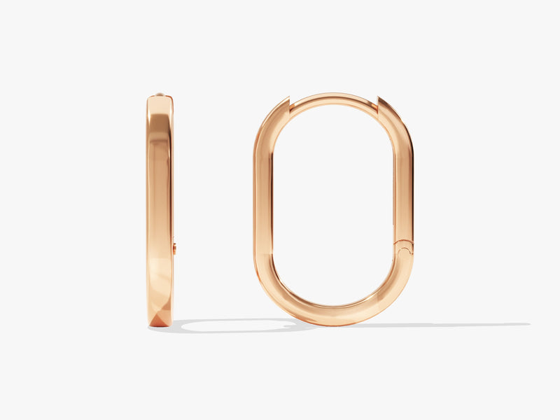 Elongated Oval Hoop Earrings