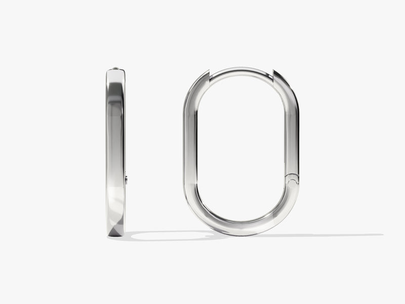 Elongated Oval Hoop Earrings