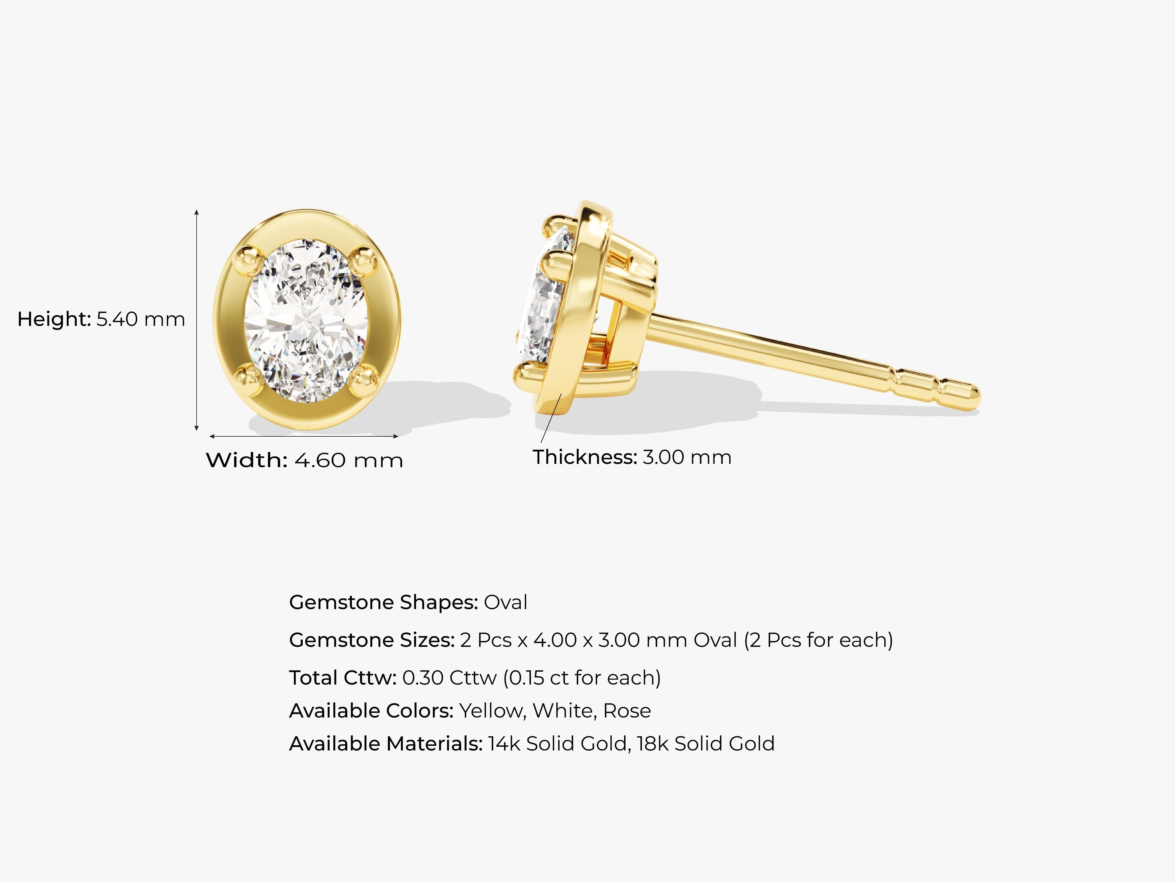 Bezel Oval Solitaire Earrings