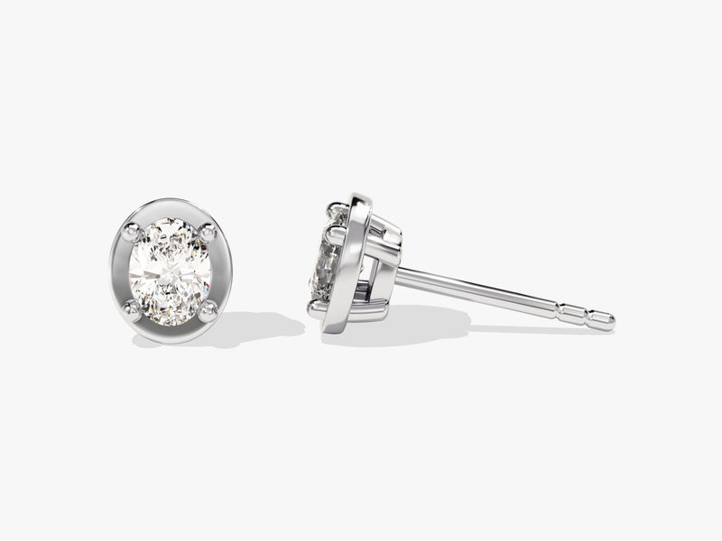 Bezel Oval Solitaire Earrings