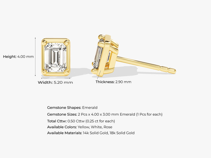 Bezel Emerald Solitaire Earrings