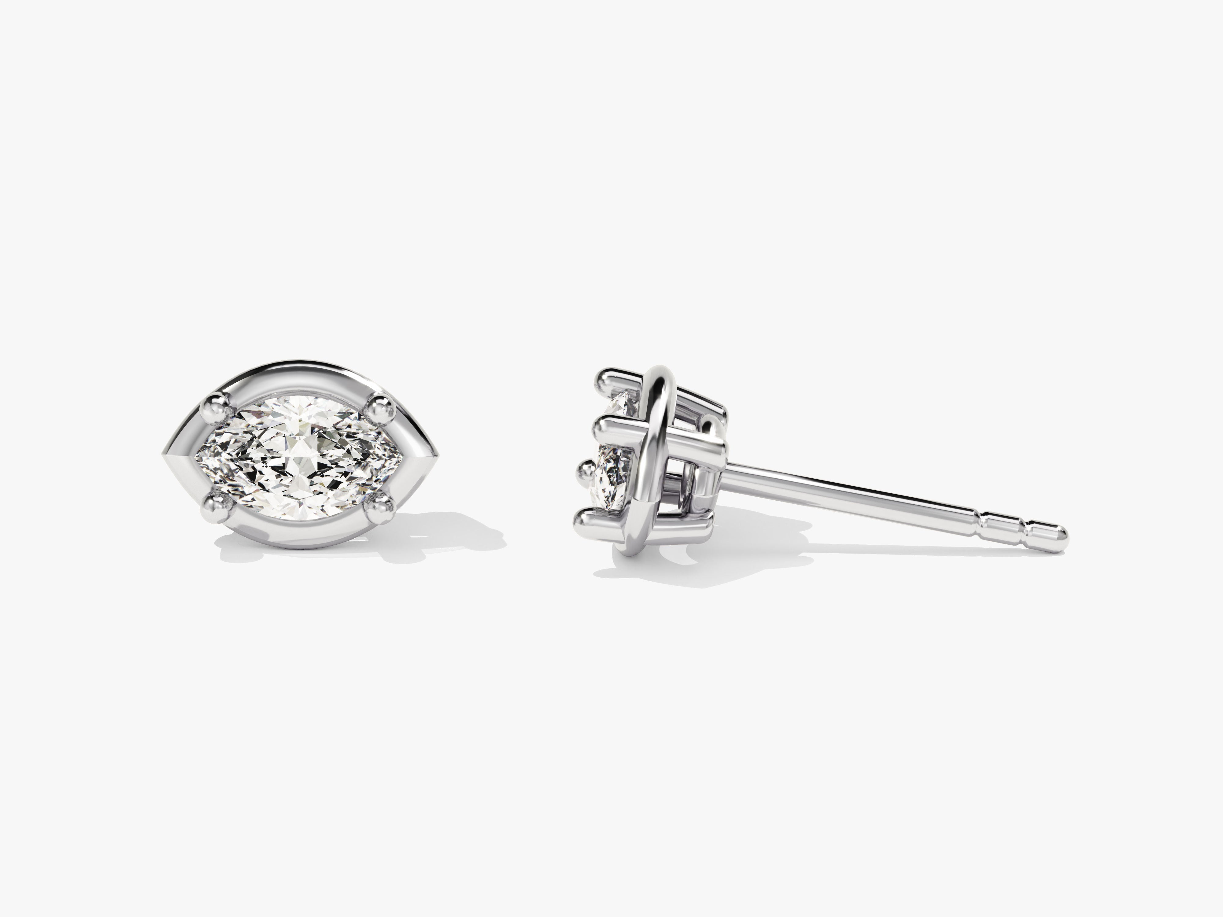 Bezel Marquise Solitaire Earrings