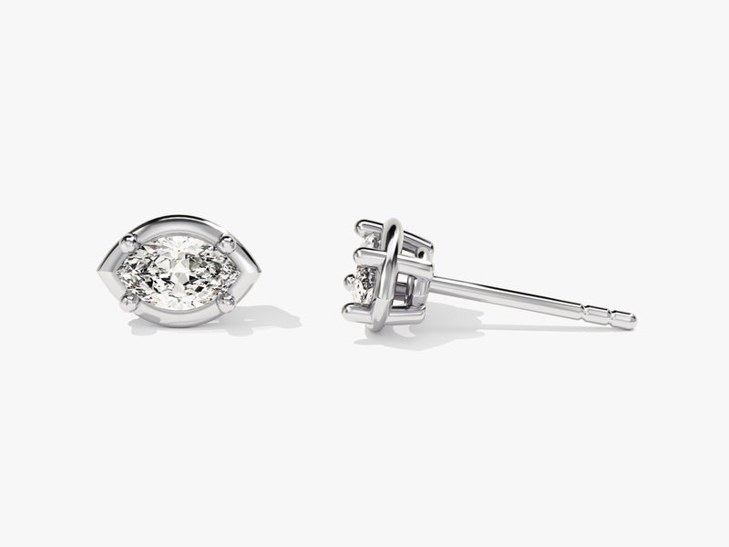 Bezel Marquise Solitaire Earrings