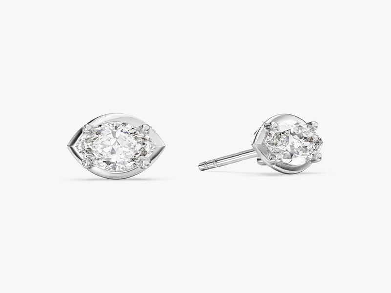 Bezel Marquise Solitaire Earrings