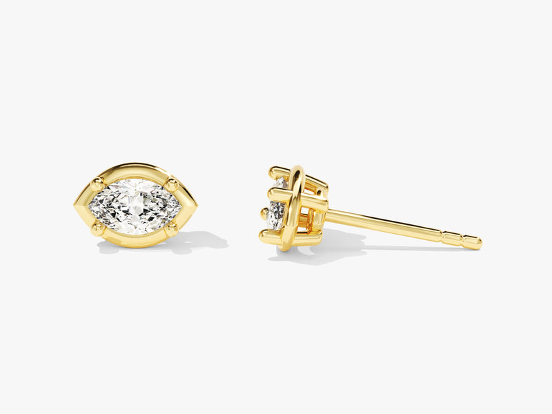 Bezel Marquise Solitaire Earrings