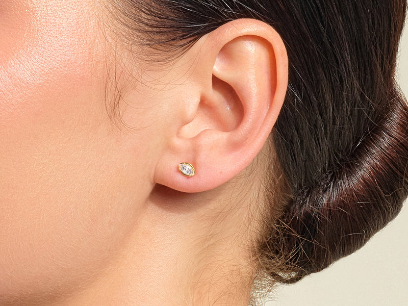 Bezel Marquise Solitaire Earrings