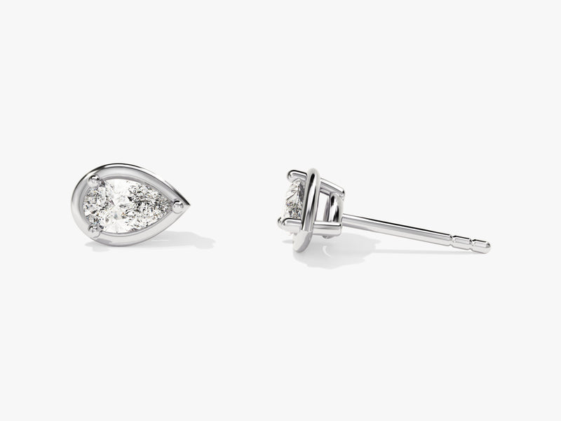 Bezel Pear Solitaire Earrings