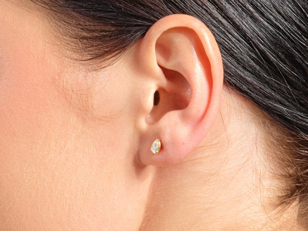 Bezel Pear Solitaire Earrings