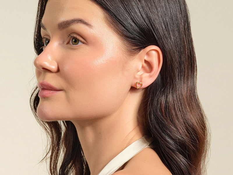 Heart Outline Stud Earrings