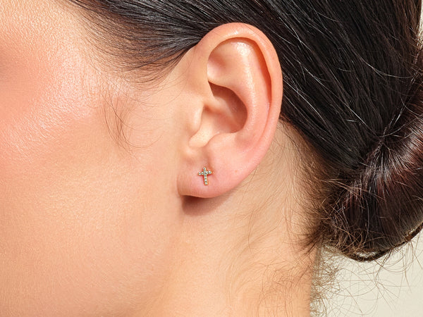 Pave Cross Earrings