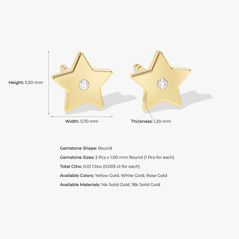 Flush Set Star Earrings