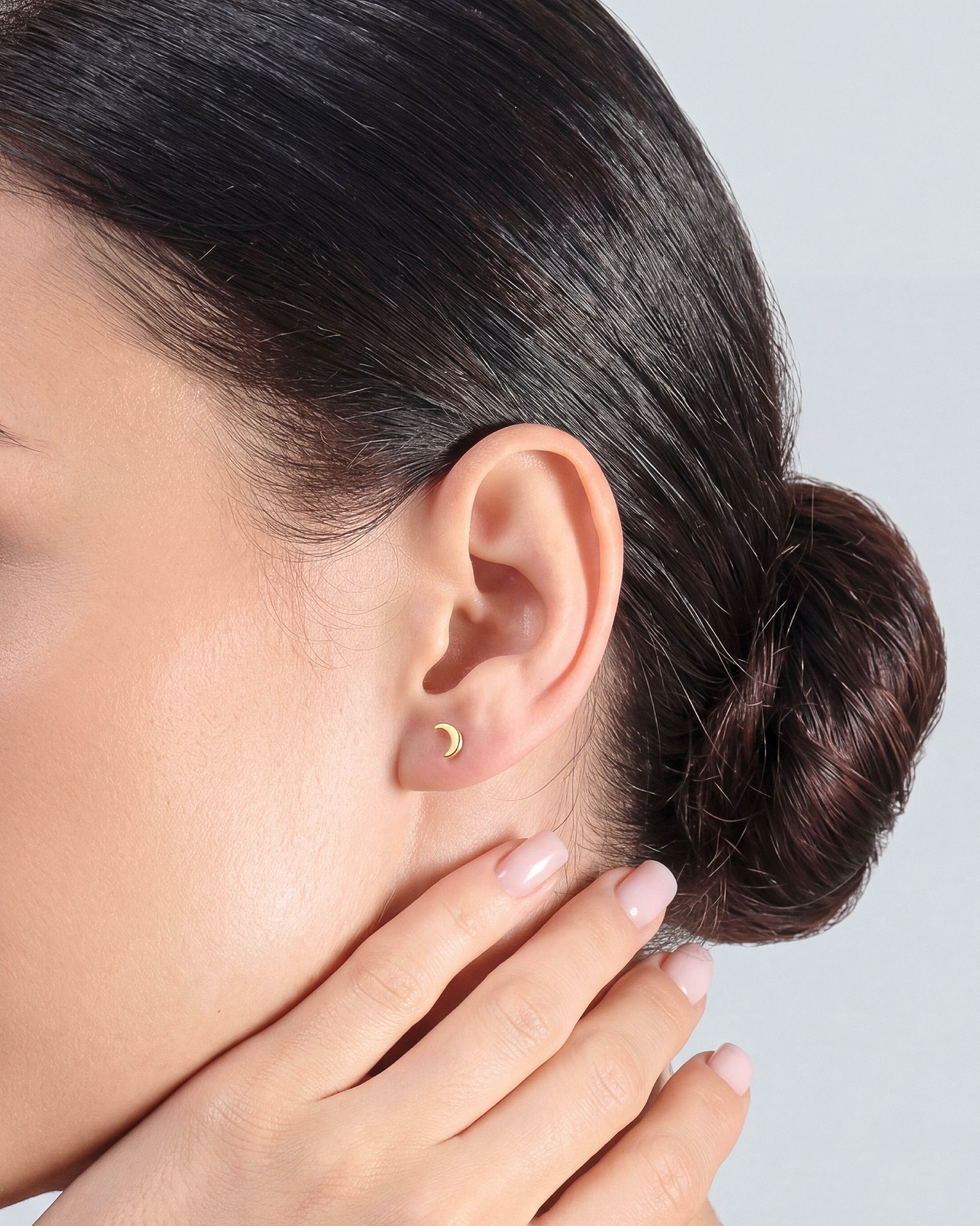 Mini Crescent Moon Stud Earrings