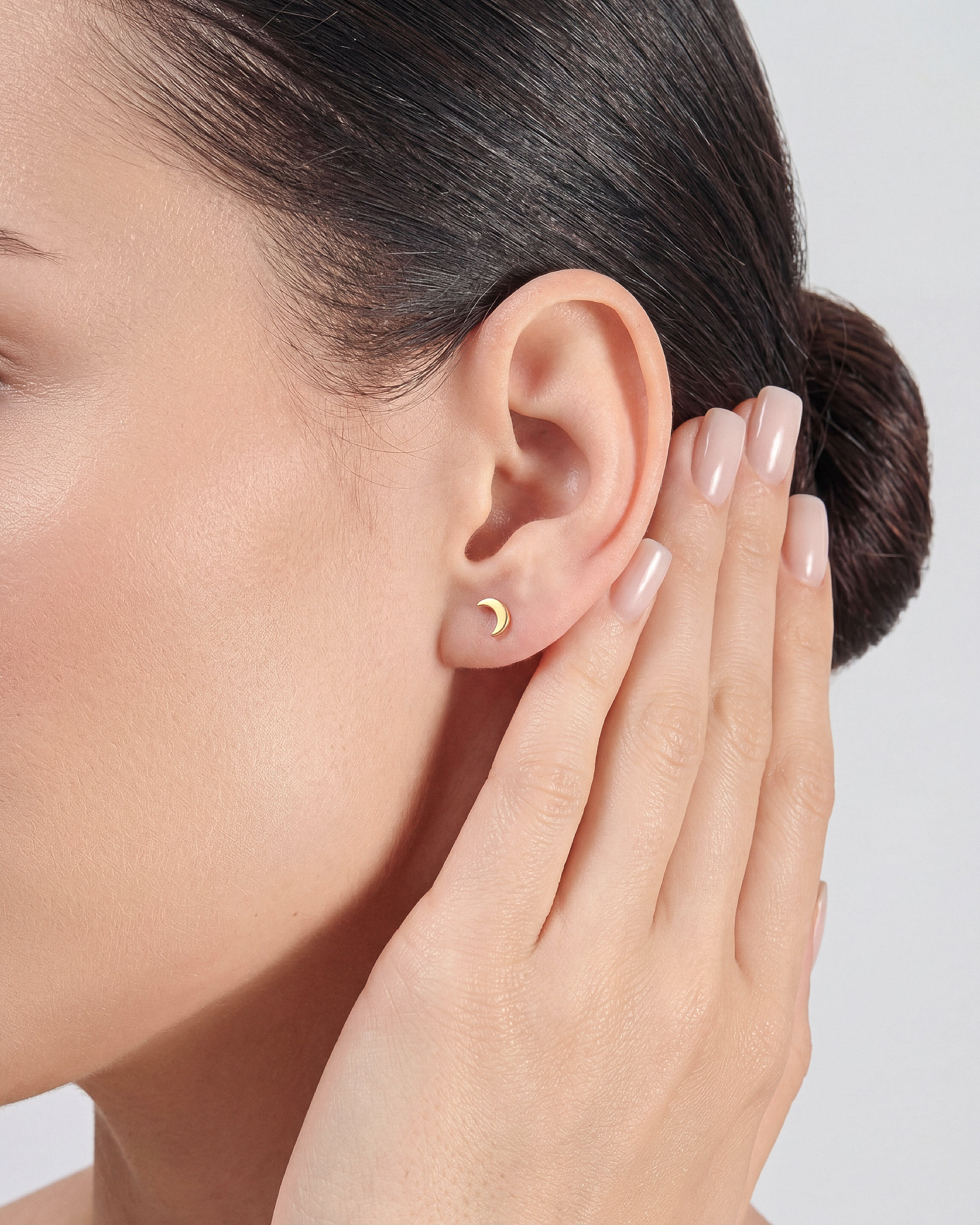 Mini Crescent Moon Stud Earrings