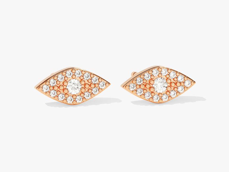 Pave Evil Eye Stud Earrings