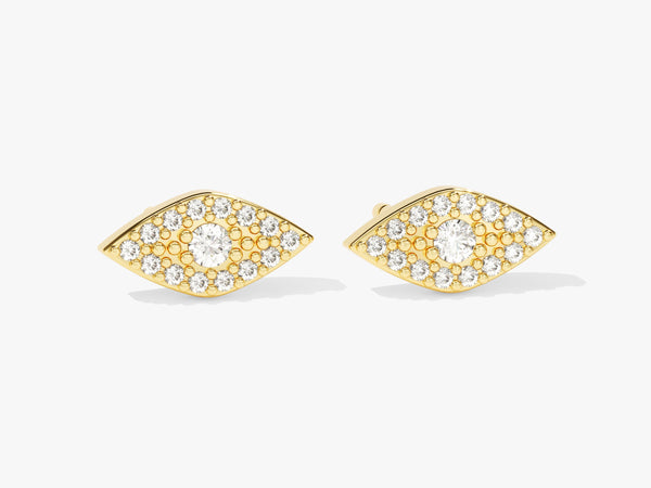 Pave Evil Eye Stud Earrings