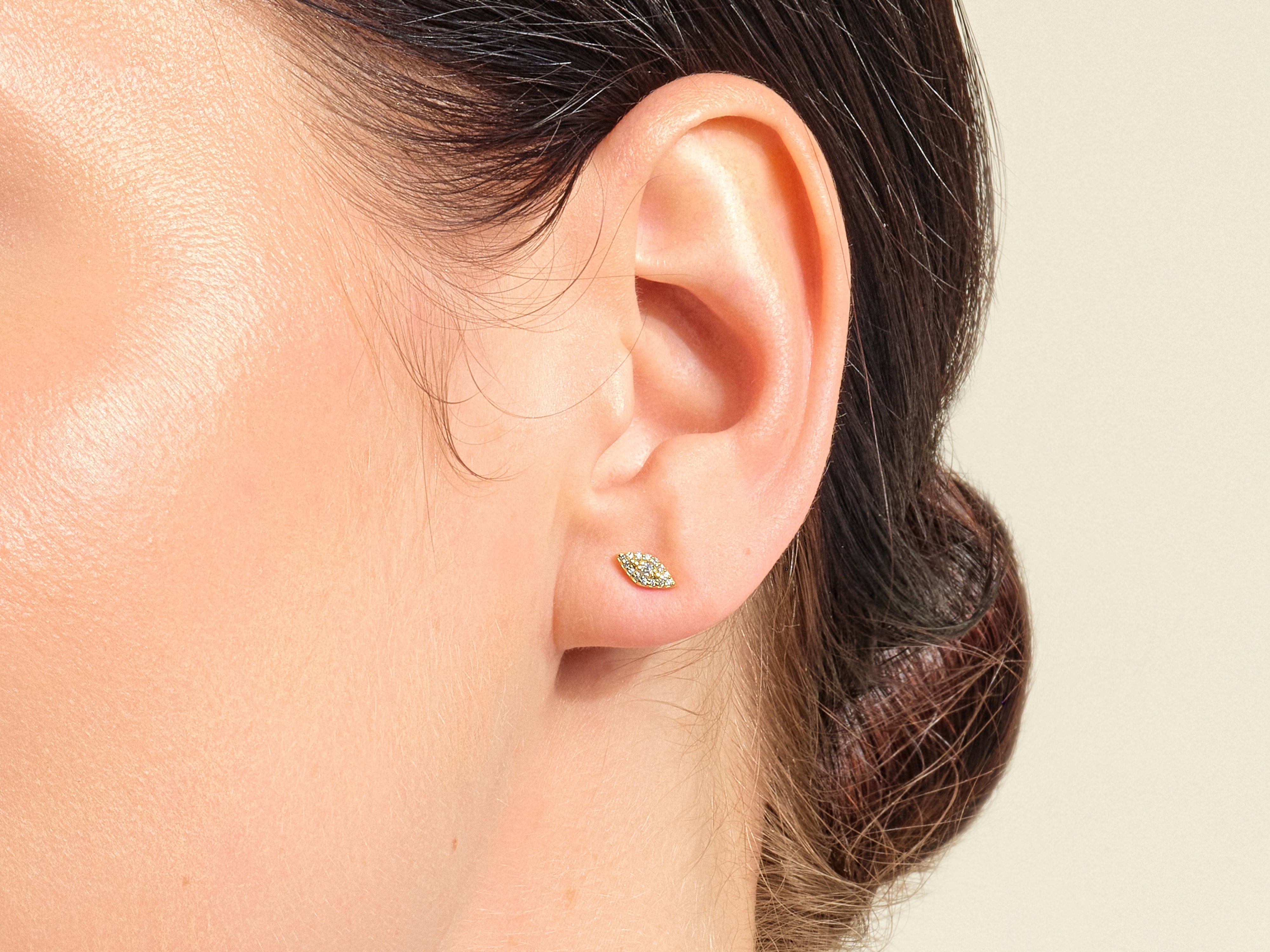 Pave Evil Eye Stud Earrings