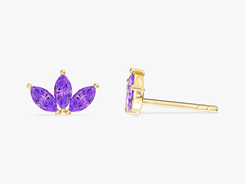Birthstone Marquise Crown Stud Earrings