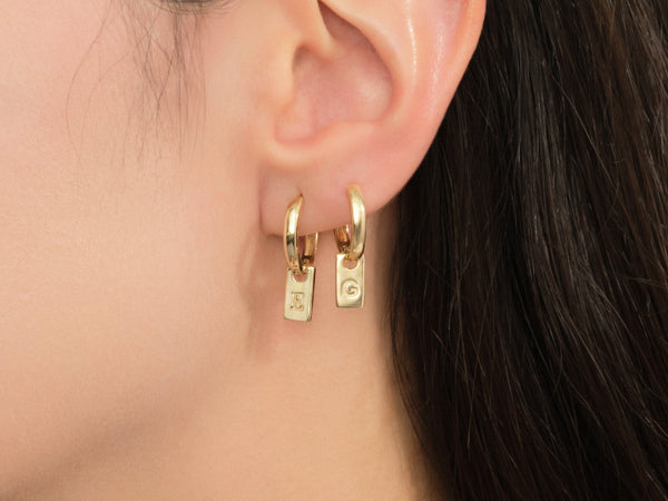 Initial Tag Earrings