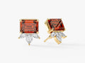 Emerald Cut Birthstone Crown Earrings