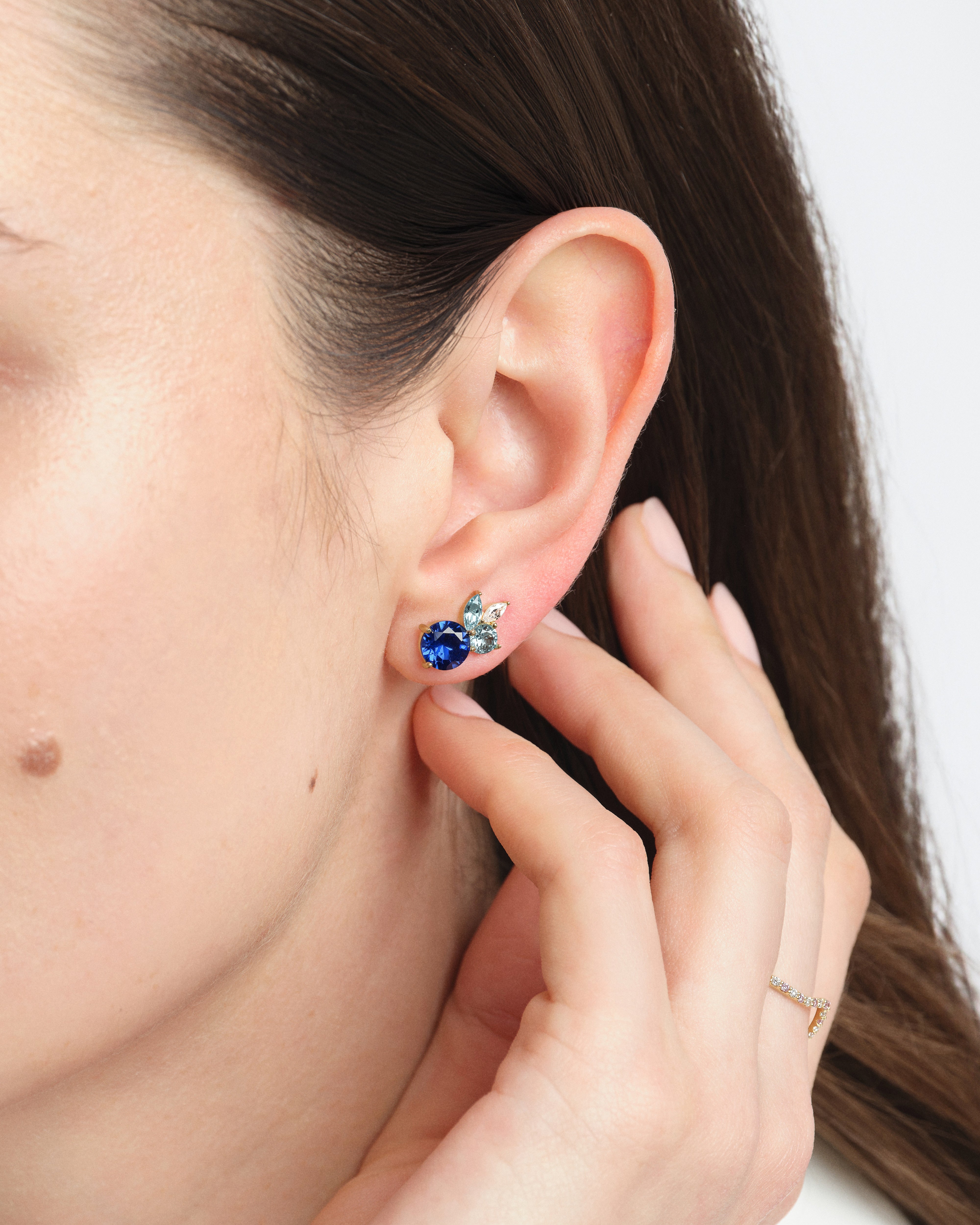 Multi Cut Birthstone Cluster Earrings