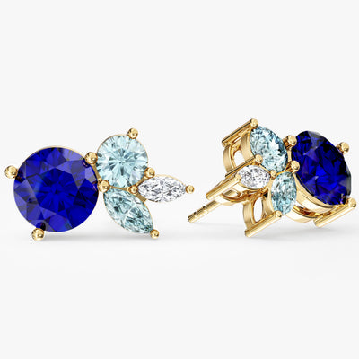 Multi Cut Birthstone Cluster Earrings