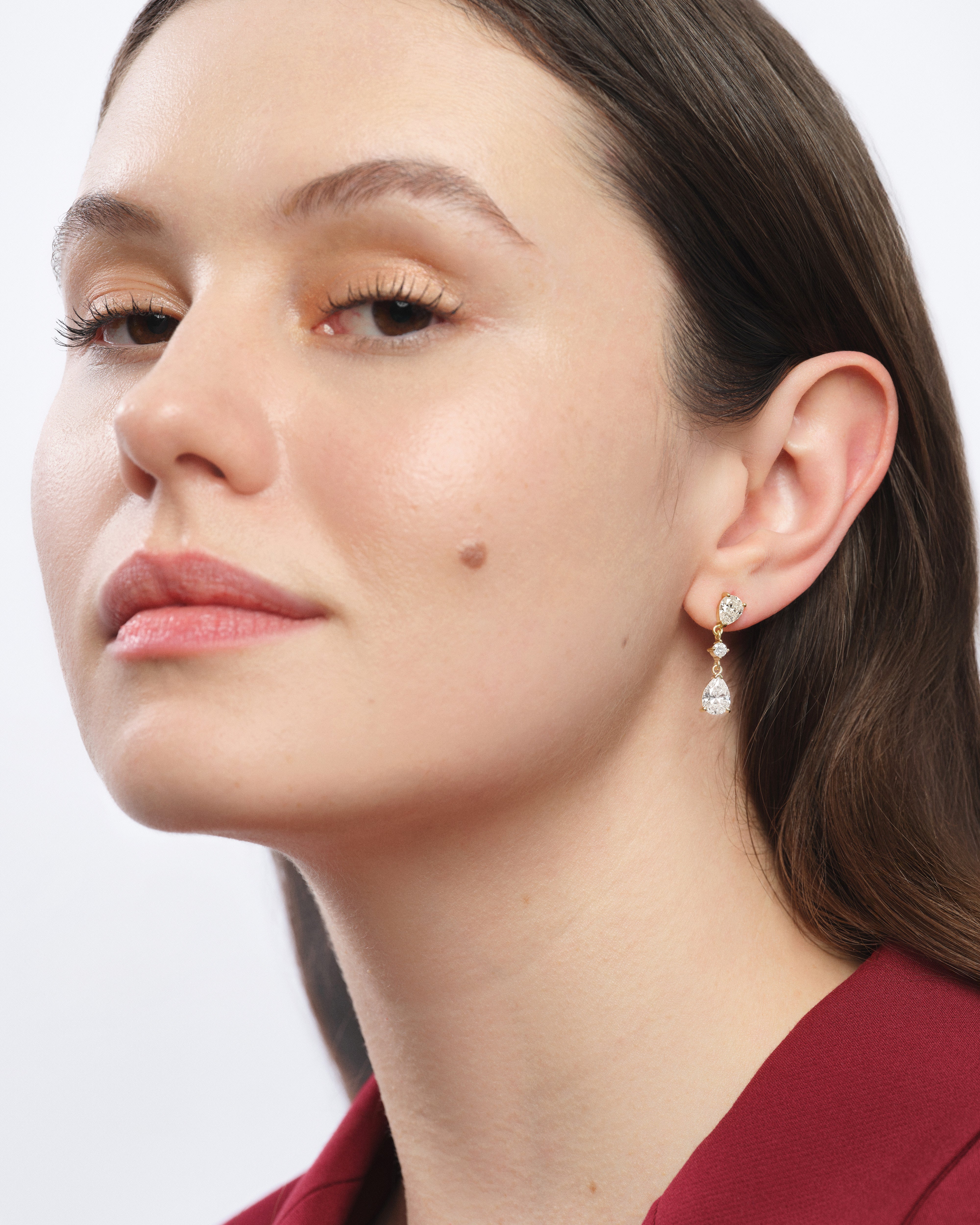 Pear Cut Stone Drop Earrings