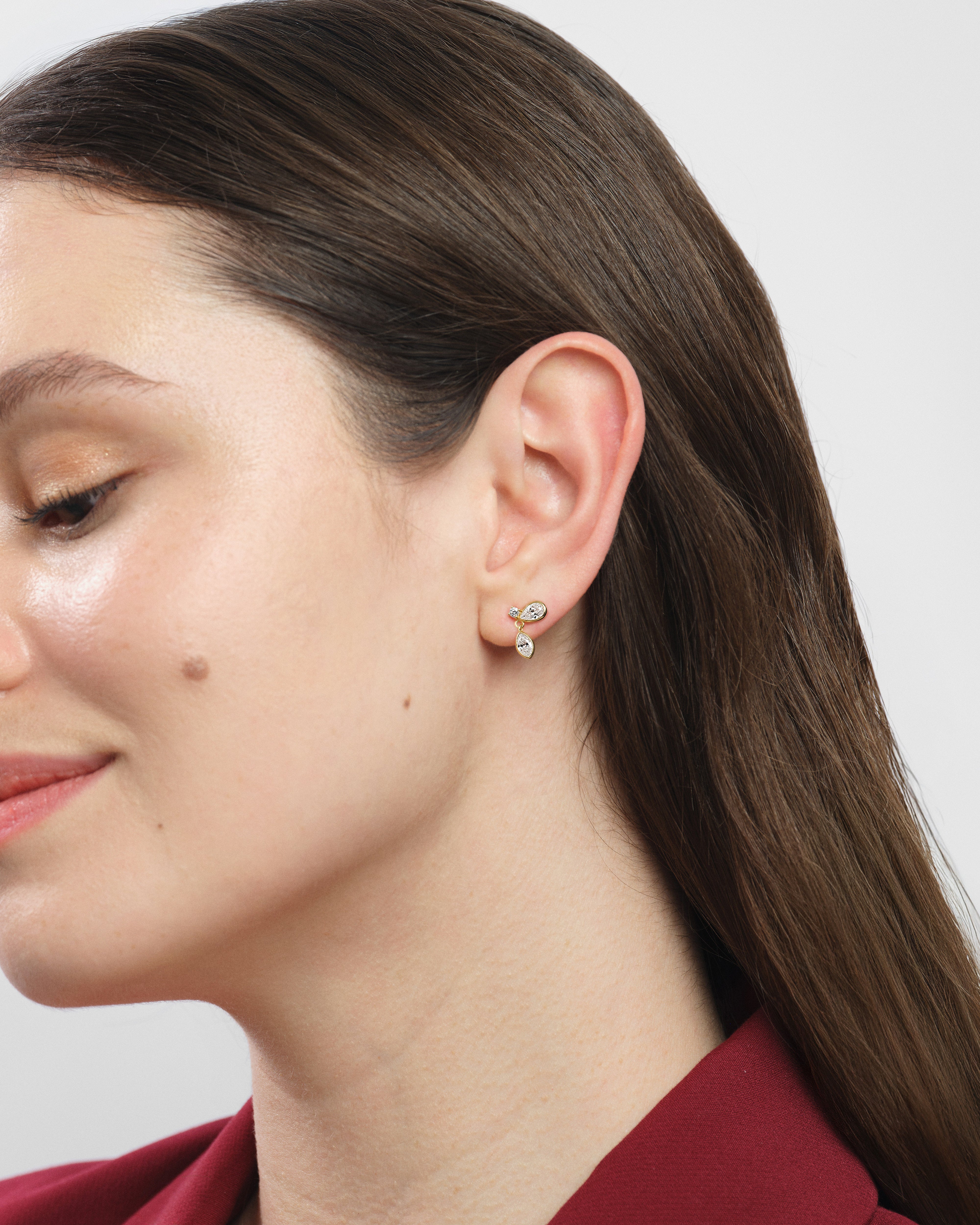 Bezel Pear Drop Earrings