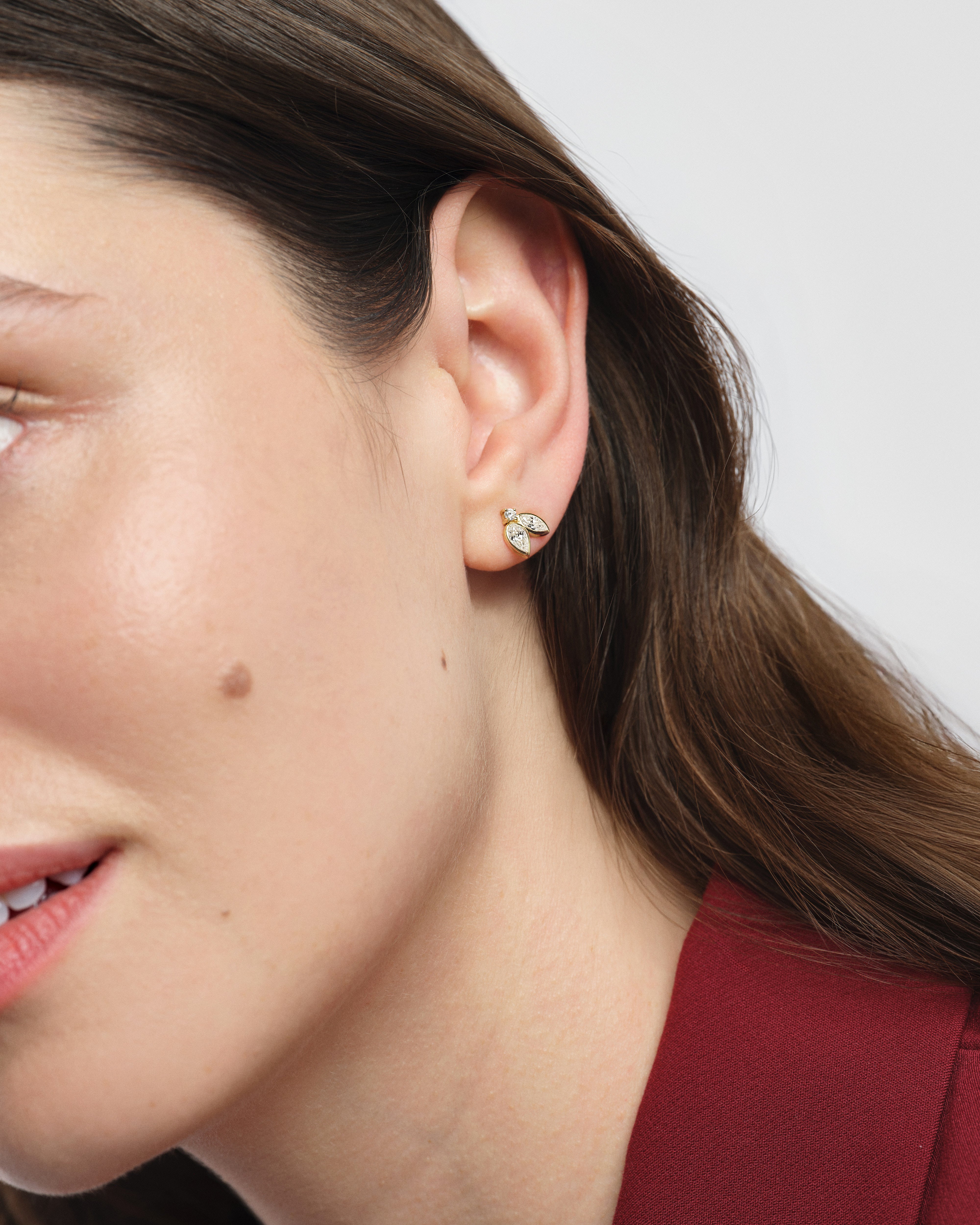 Bezel Pear Stud Earrings