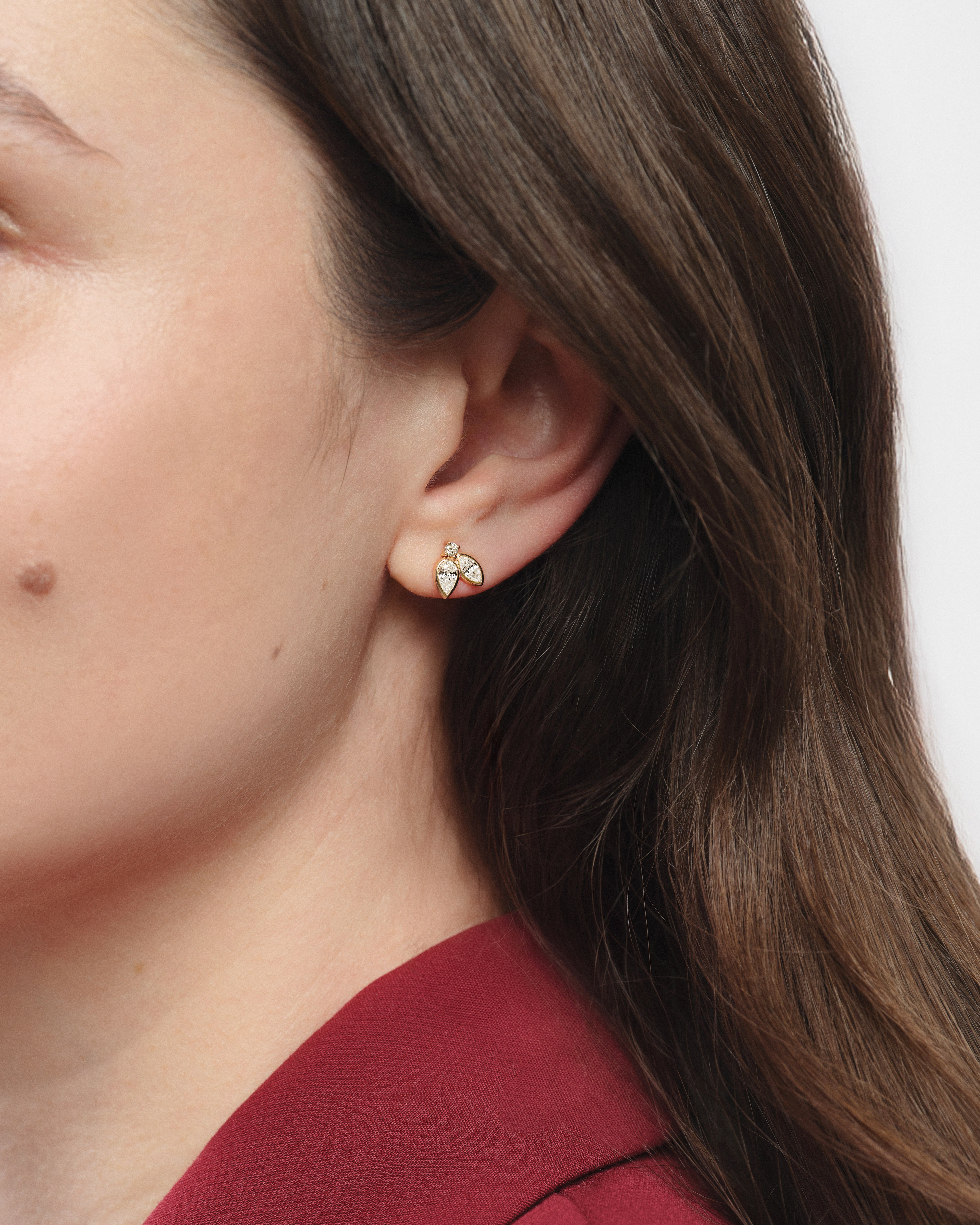 Bezel Pear Stud Earrings