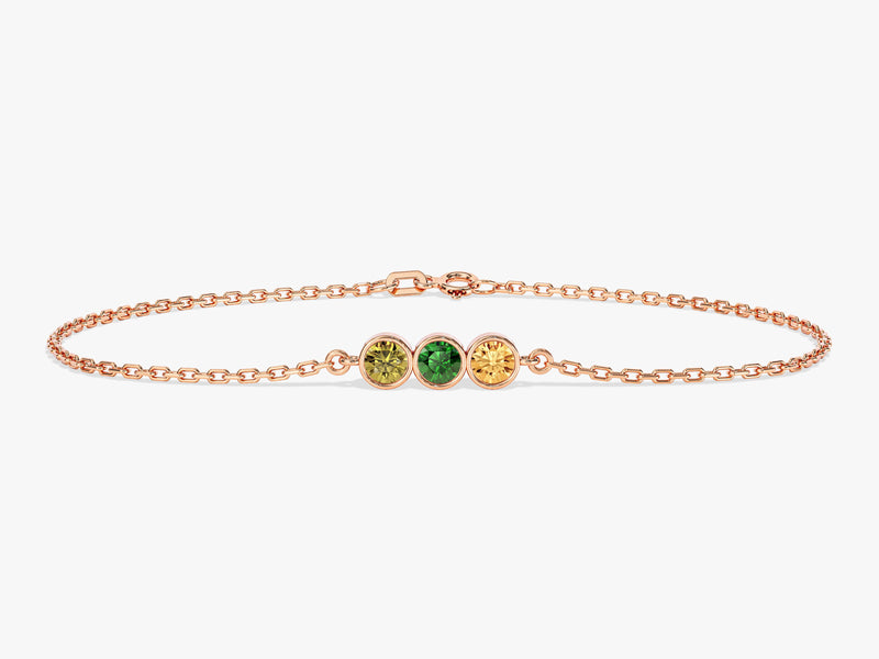 Bezel Set Round Birthstone Family Bracelet