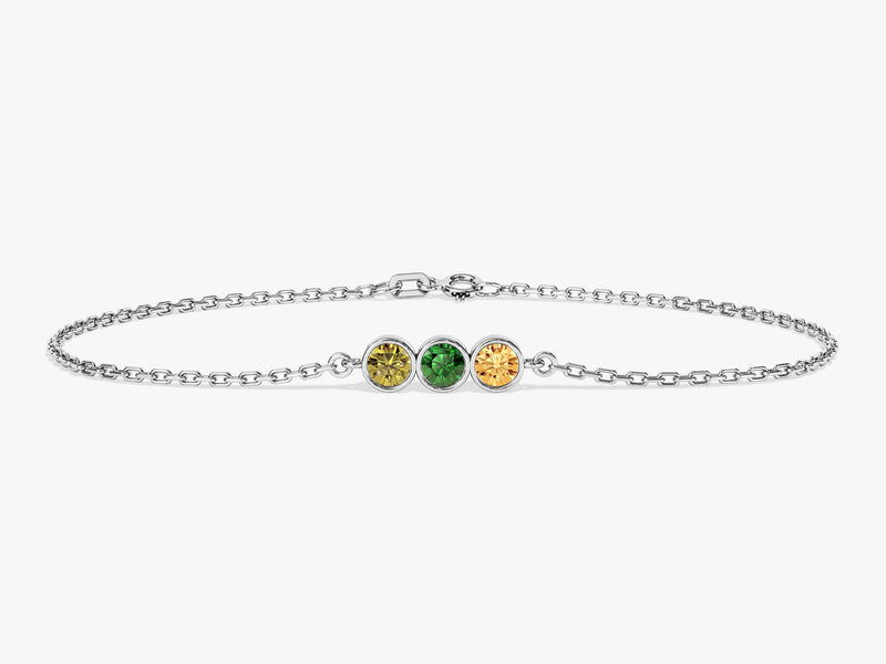 Bezel Set Round Birthstone Family Bracelet