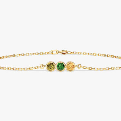 Bezel Set Round Birthstone Family Bracelet