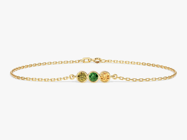 Bezel Set Round Birthstone Family Bracelet