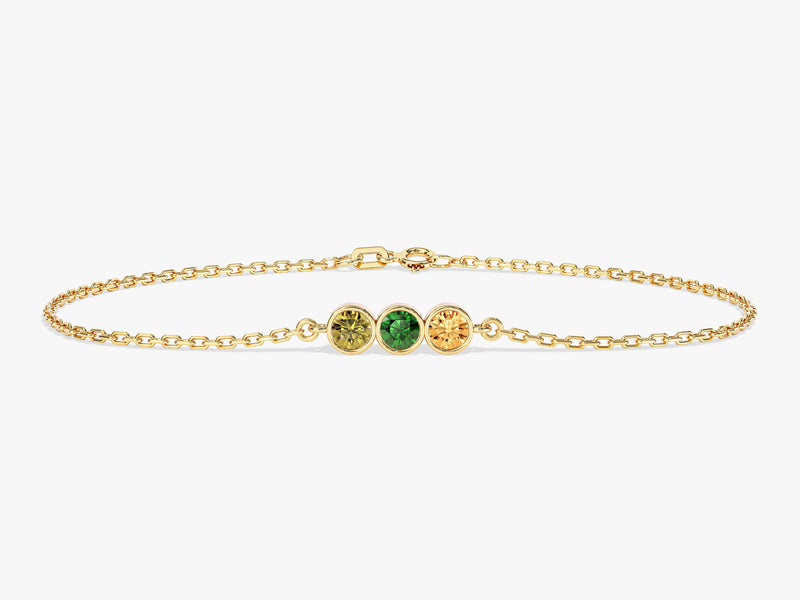 Bezel Set Round Birthstone Family Bracelet