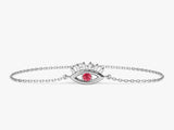 Bezel Set Evil Eye Birthstone Bracelet