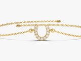 Diamond horseshoe bracelet, gold chain jewelry, lucky charm necklace