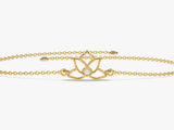 Gold lotus bracelet with diamond, fine jewelry for women