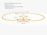 Gold lotus bracelet with diamond, 14k gold jewelry