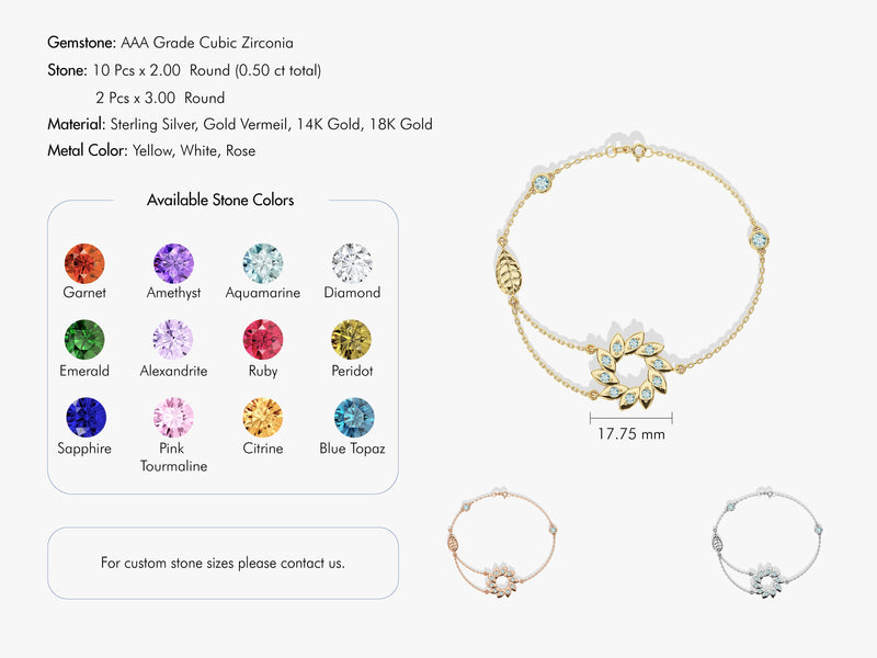 Flower Birthstone Bracelet