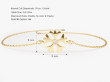 Gold snowflake bracelet with diamond, 14k gold jewelry