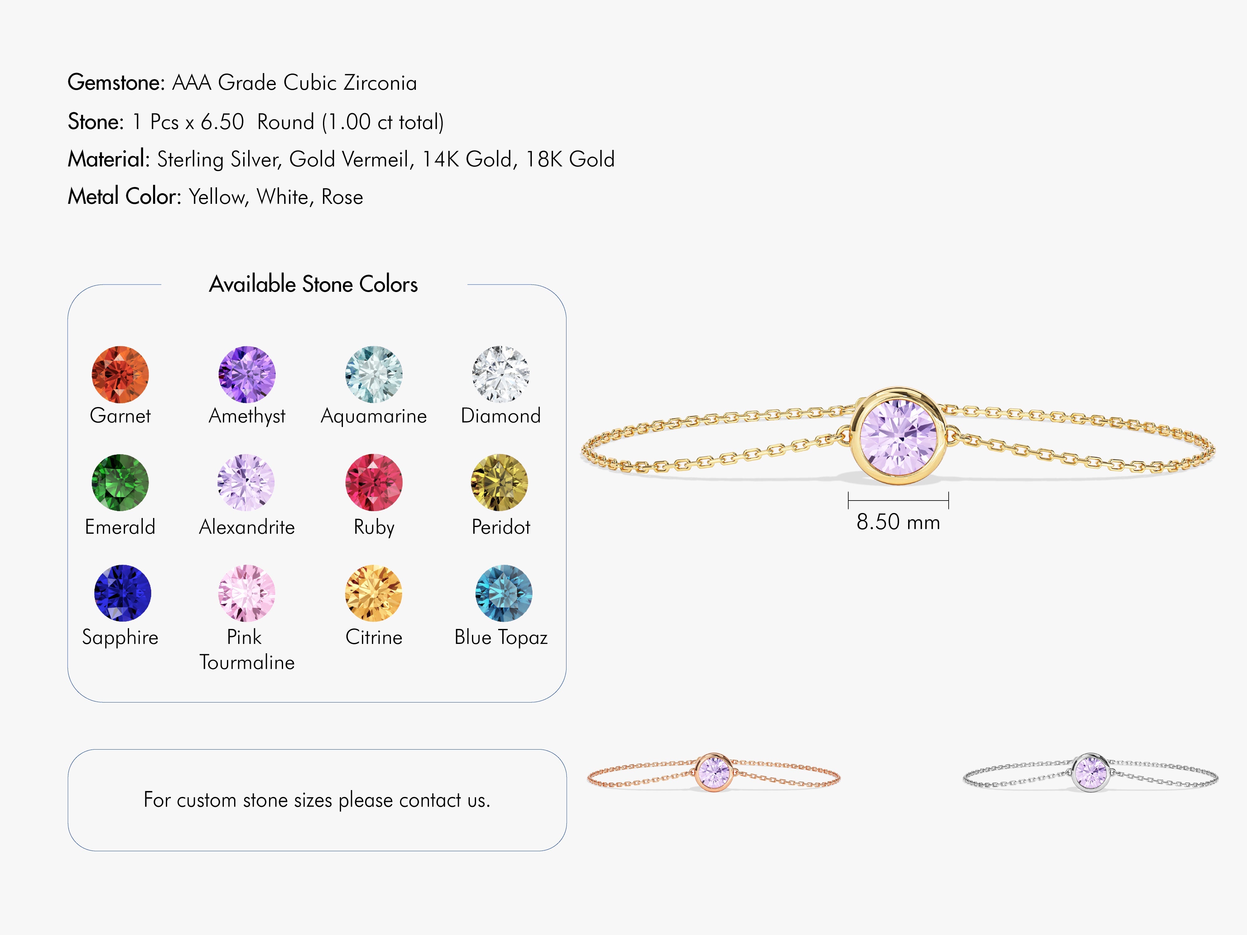 Bezel Set Birthstone Bracelet