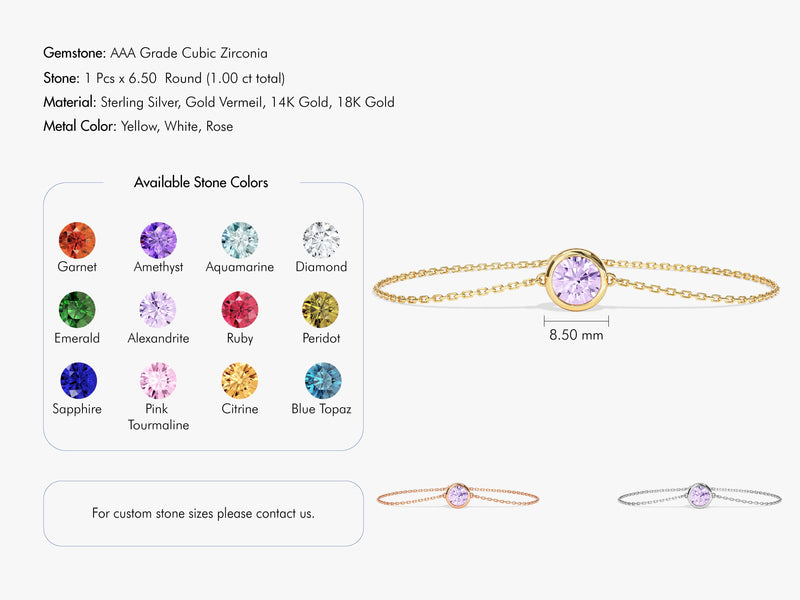 Bezel Set Birthstone Bracelet