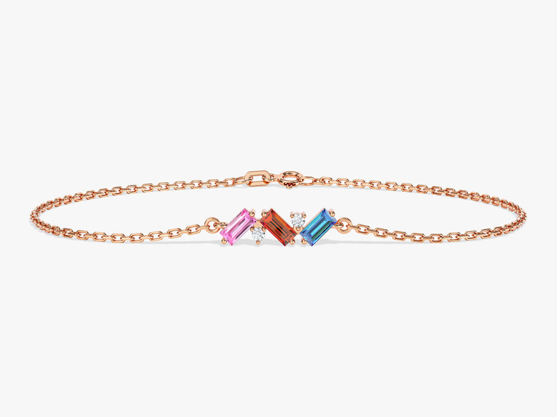 Baguette Cut Birthstone Bracelet