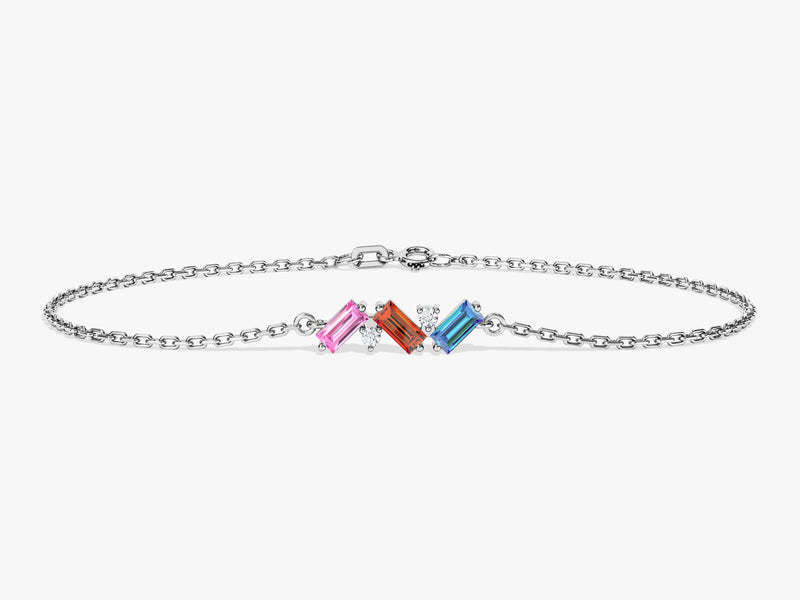Baguette Cut Birthstone Bracelet